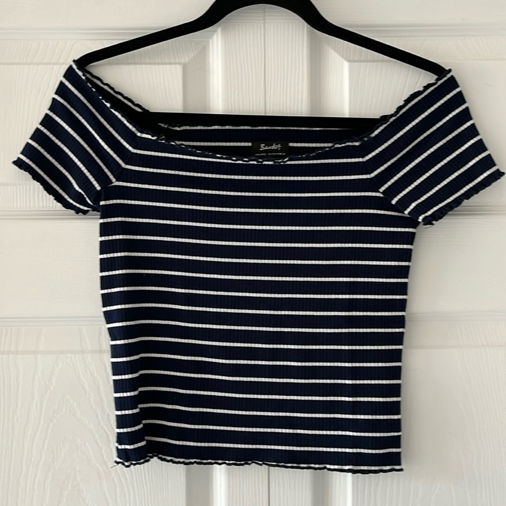 Bardot off the shoulder cropped t-shirt